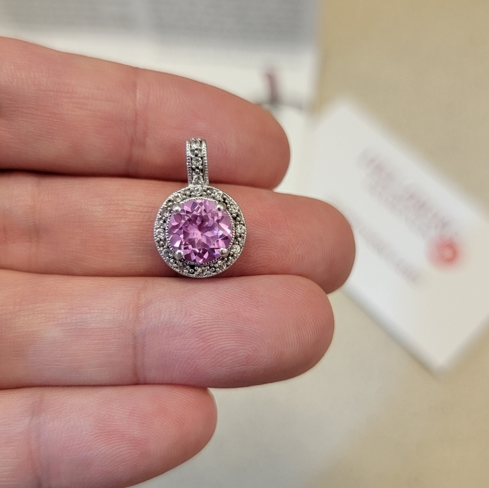 Helzberg Diamonds Pink Center Halo Pendant Necklace